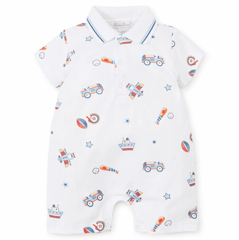 Kissy Kissy Its A Boys World Print Short Playsuit with Collar S19IAB23CP