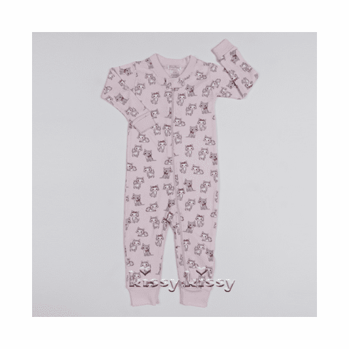 Kissy Kissy Kitty Print Zipper One Piece Pajamas with No Feet S17394-205PL