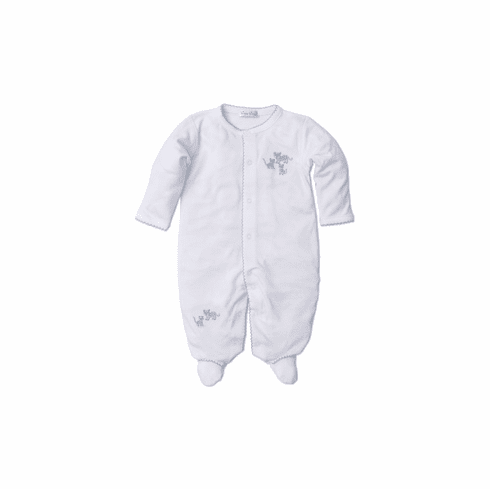 Kissy Kissy Leopard Love Embroidered Footie F19LL04EZblue