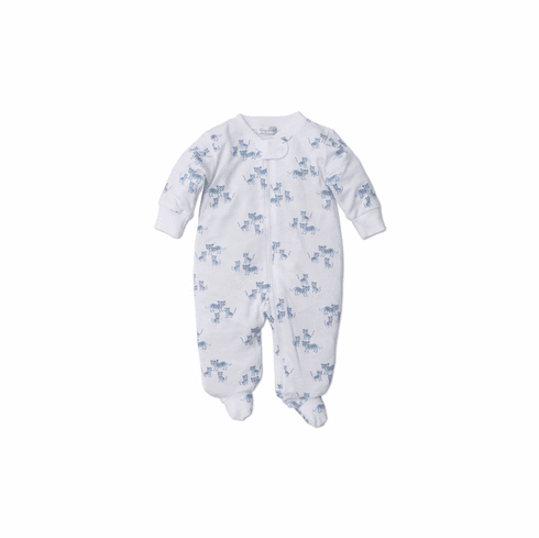 Kissy Kissy Leopard Love Print Footie with Zipper F19LL04PZblue