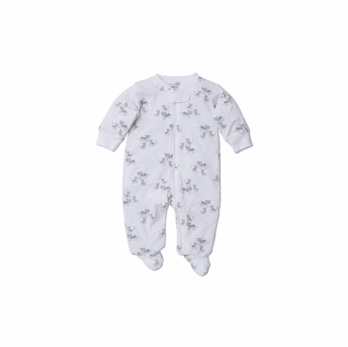 Kissy Kissy Leopard Love Print Footie with Zipper F19LL04PZsilver