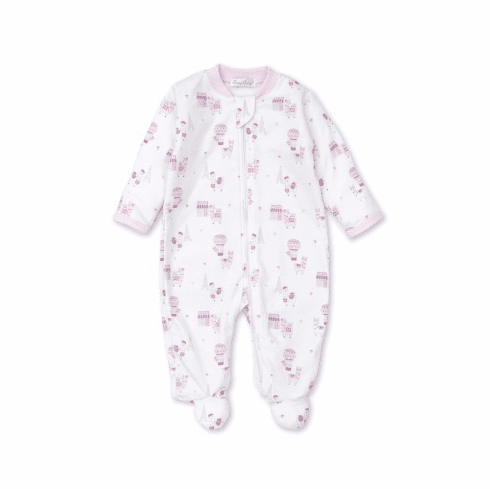 Kissy Kissy Llamas in Paris Print Footie with Zipper FLiP04PZ