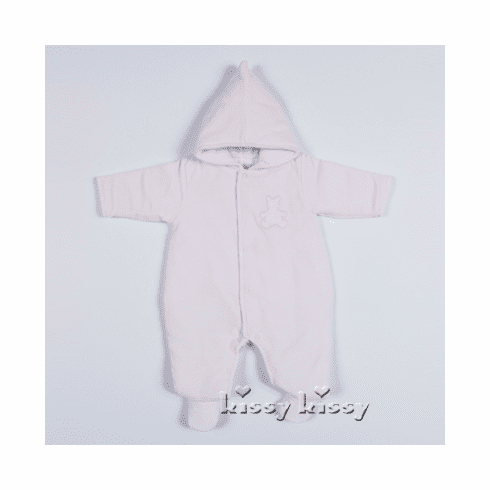 Kissy Kissy Mini Bear Cubs VELOUR Footed Bunting F14221V-86pink