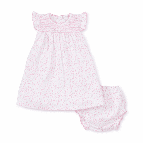 Kissy Kissy Mini Blooms Smocked Dress with Diaper Cover Print S19MB34SmPPink