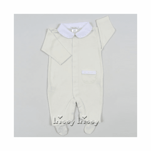 Kissy Kissy New Beginnings Footie with Collar ECRU