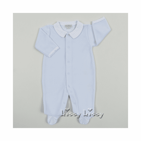 Kissy Kissy New Kissy Dots Velour VELOUR Footie (WITH COLLAR) F15154V-04Cblue