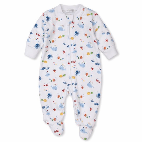 Kissy Kissy Ocean Oasis Print Footie with Zipper S21OO04PZblue