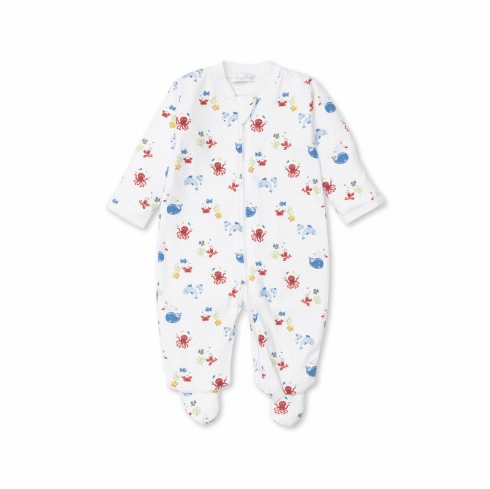 Kissy Kissy Ocean Outing Print Footie with Zipper S22OO04PZblue