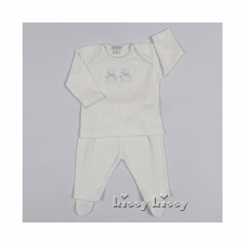 Kissy Kissy Organic Teddy Footed Pant Set F13191-21ececblue