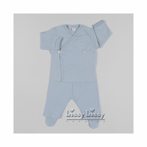 Kissy Kissy Organic Train Footed Pant Set F16121-21blue