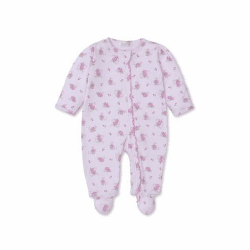 Kissy Kissy Pink Rose Scroll Print Footie with Zipper KKF24PRS04pz