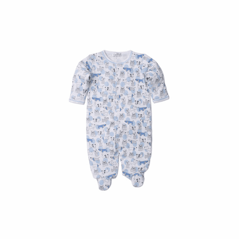 Kissy Kissy Polka Dot Pups Print Footie F19PP04Pblue