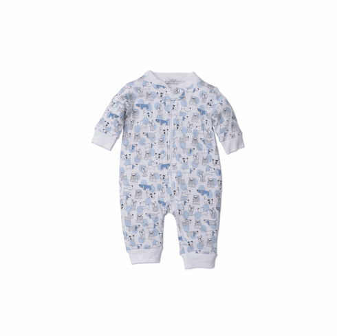 Kissy Kissy Polka Dot Pups Print Pajamas with Zipper F19PP10Pblue