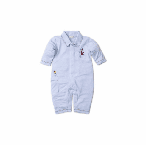 Kissy Kissy Premier Scattered Airplanes Playsuit with Collar with Hand Embroidery SCEA10