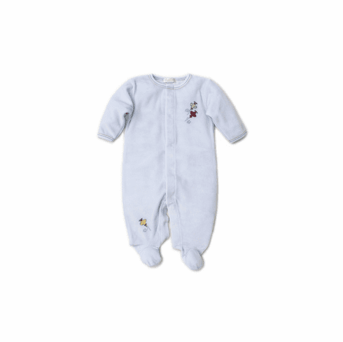 Kissy Kissy Premier Scattered Airplanes VELOUR Footie with Hand Embroidery SCEA04