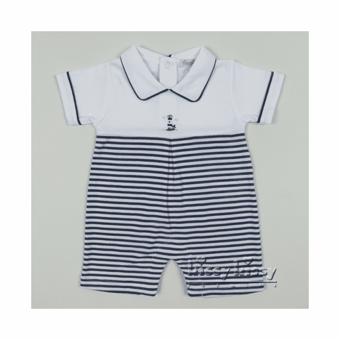 Kissy Kissy Premier Scattered Outerbanks Stripe Short Playsuit w/Collar S16655-23STC