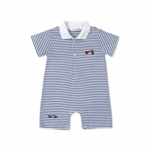 Kissy Kissy Race Car Rally Stripe Short Playsuit with Collar SSRCR23CSt