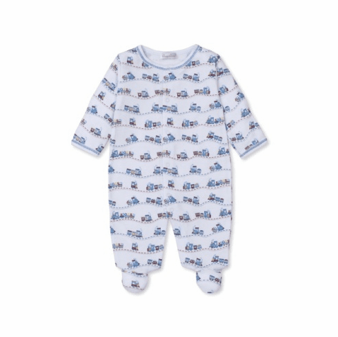 Kissy Kissy Rambling Railroad Print Footie KKF24RR04P