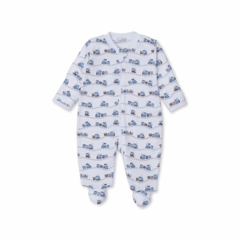 Kissy Kissy Rambling Railroad Print Footie with Zipper KKF24RR04PZ