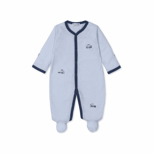 Kissy Kissy Rambling Railroad Stripe Footie KKF24RR04st