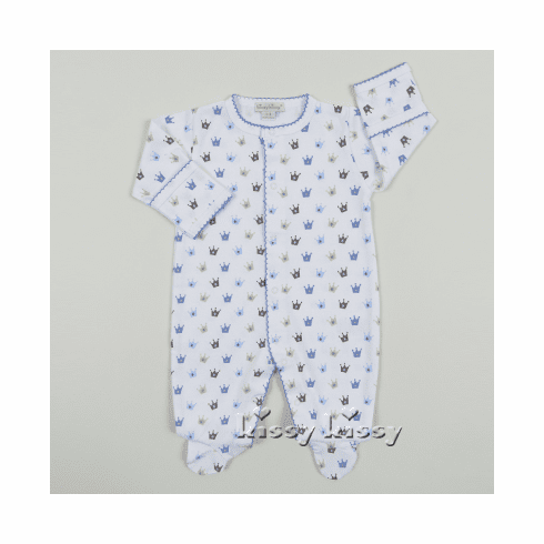 Kissy Kissy Royal Crowns Print Footie F15285-04Pblue