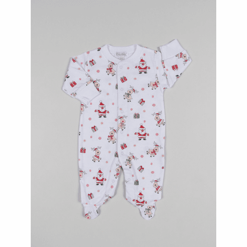 Kissy Kissy Santa Print Footie with Zipper F18FSP04PZ
