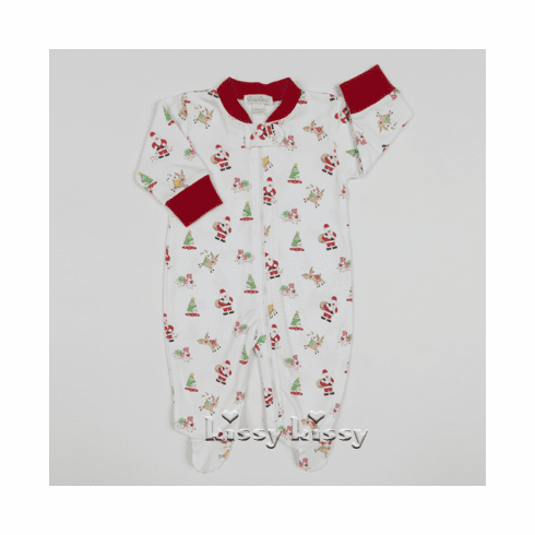 Kissy Kissy Santa's Helpers Print Footie with Zipper F17421-04PZ