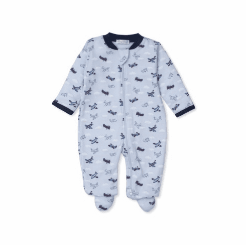 Kissy Kissy Sky High Planes Print Footie with Zipper KKF24SHP04PZ
