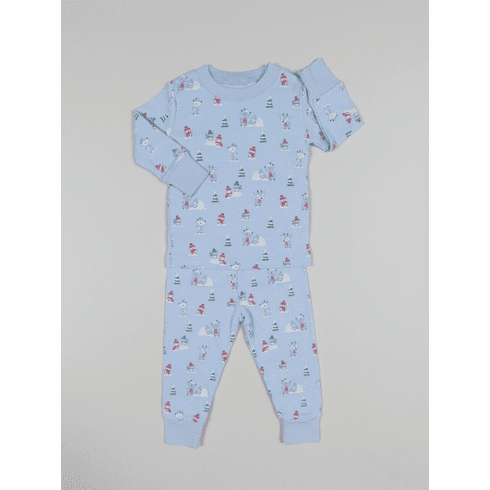 Kissy Kissy Snow Day Print Two Piece Pajamas F18SD190-bluec
