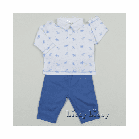 Kissy Kissy Tartan Scotties Pant Set w/Collar F15280-62Cblue