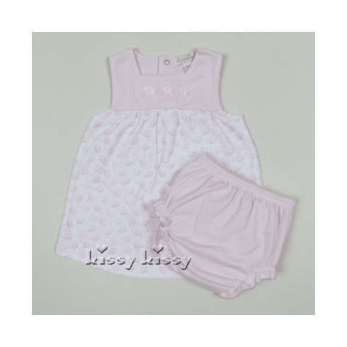 Kissy Kissy Tiny Tusks Print Slvlss. Dress w/Diap. Cov. S16322-34Ppink