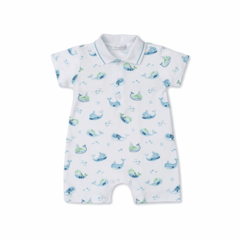 Kissy Kissy Watercolor Whales Print Short Playsuit S24WW23P