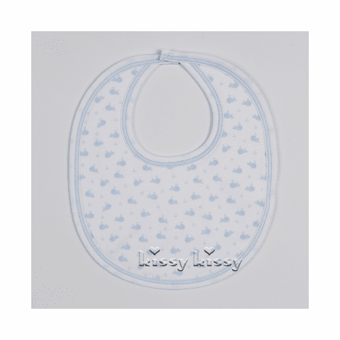 Kissy Kissy Wee Whales Print Bib S17413-13Pblue