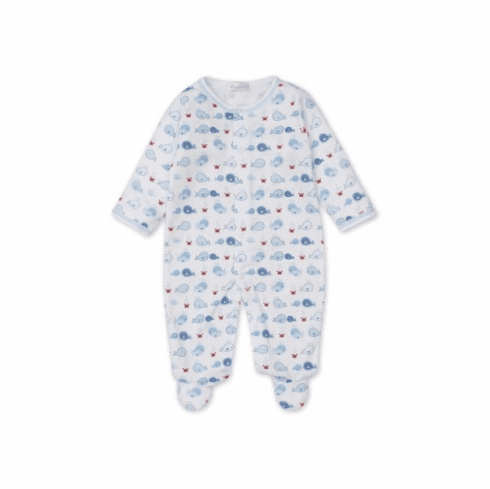 Kissy Kissy Whale Watch Print Footie WWS2304pBlue