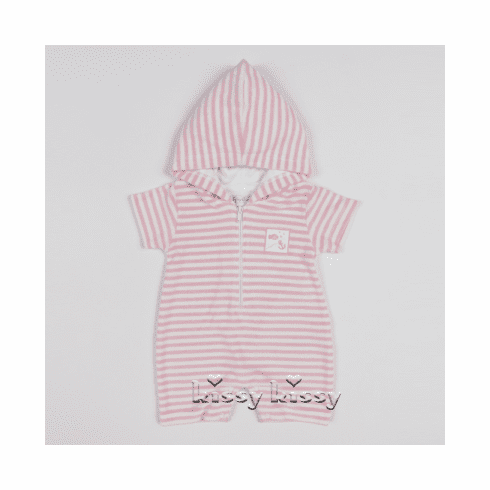 Kissy Kissy Yacht Club TERRY Stripe Hooded Beach Romper S17398T-95STpink