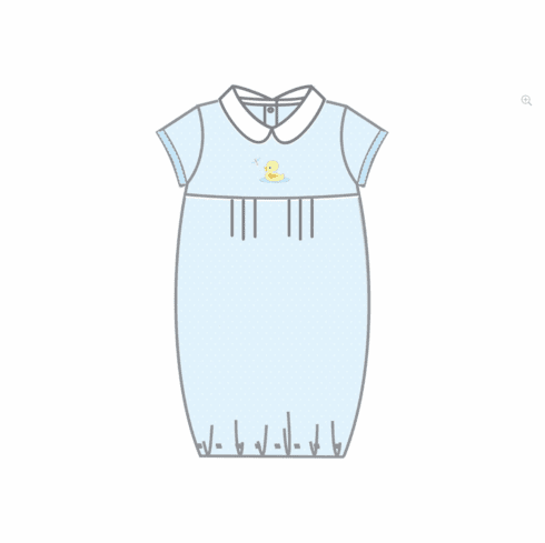 Magnolia Baby Vintage Blue Ducky Gown. Peruvian Pima Cotton.