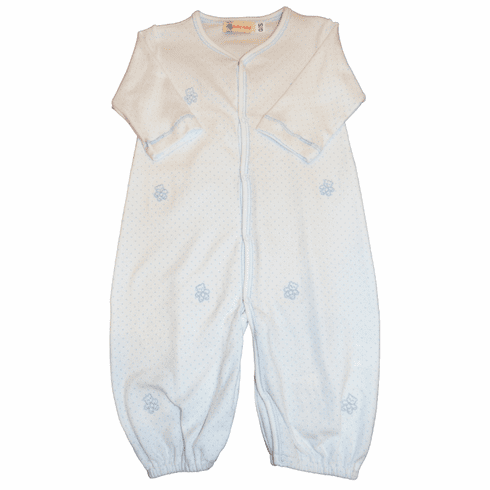 SLB Baby Boy Bear Print on White Convertible Gown. Peruvian pima cotton.