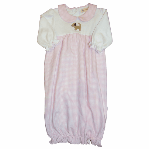 SLB Baby Dog on Pink and White Sack. Peruvian pima cotton.