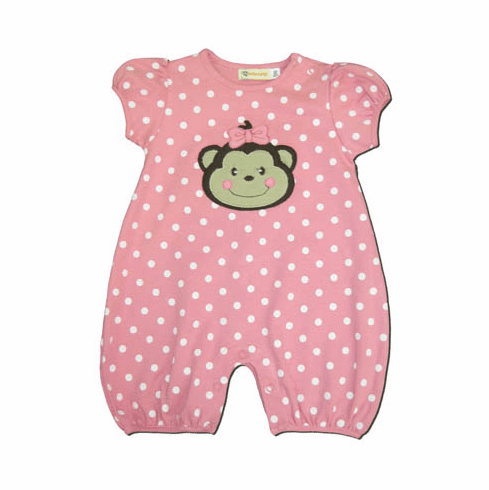 SLB Mama's Lil Monkey pink and white cap sleeve soft knit cotton one piece.
