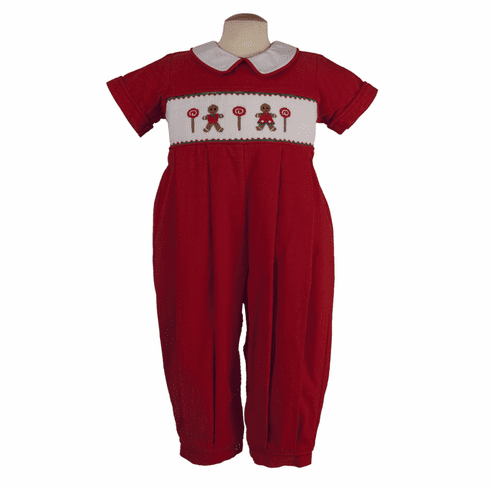 Sweetest Little Baby Boy Clothes Gingerbread Boy Long Romper.