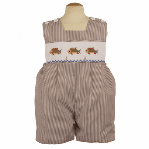 Sweetest Little Baby Boy Clothes Go Fishing Shortall.