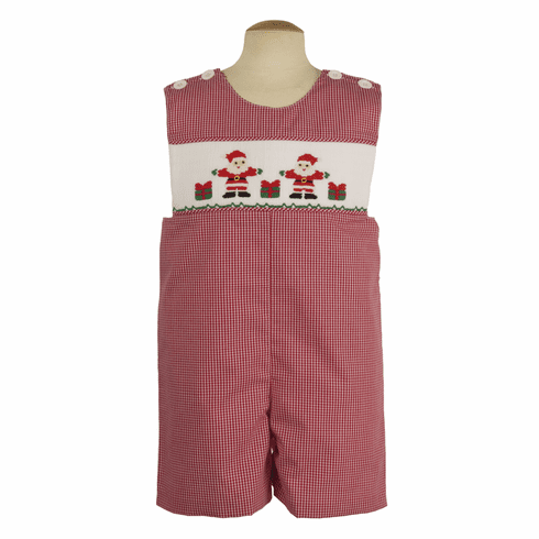 Sweetest Little Baby Boy Clothes Santa Longall-Red with Santa and Presents.