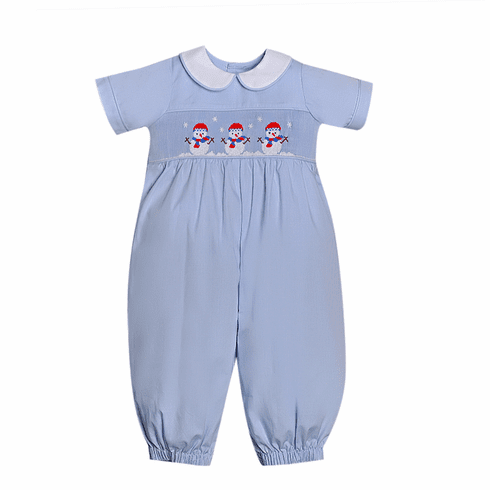 Sweetest Little Baby Boy Clothes Snowman Boy Long Romper.