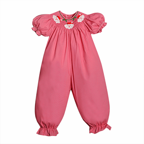 Sweetest Little Baby Girl Clothes Jolly Santa Girl Long Romper.