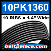10PK1360 Automotive Serpentine (Micro-V) Belt: 1360mm x 10 RIBS. 1360mm Effective Length.