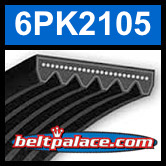6PK2105 Automotive Serpentine (Micro-V) Belt: 2105mm x 6 ribs. 2105mm Effective Length.