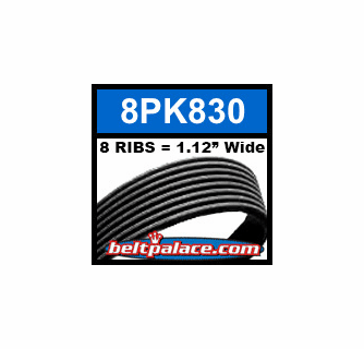 8PK830 Automotive Serpentine Belt | 830mm x 8 RIBS