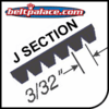 J, PJ Section Poly-V (Micro V) Belts - 3/32" Rib Width. 