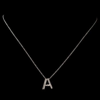"A" Sterling Silver CZ Crystal Initial Necklace 4407***Discontinued***