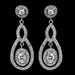 Antique Rhodium SIlver Clear CZ Crystal Round Pave Encrusted Pendent Necklace 7741 & Pave Encrusted Oval Drop Earrings 7778 Jewelry Set